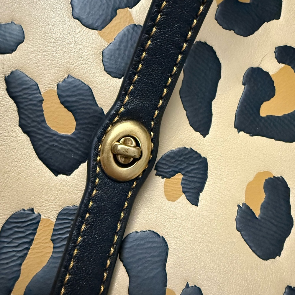 Coach Leopard-Print Tote in Tan and Black with Gold Hardware - Picture 7 of 10